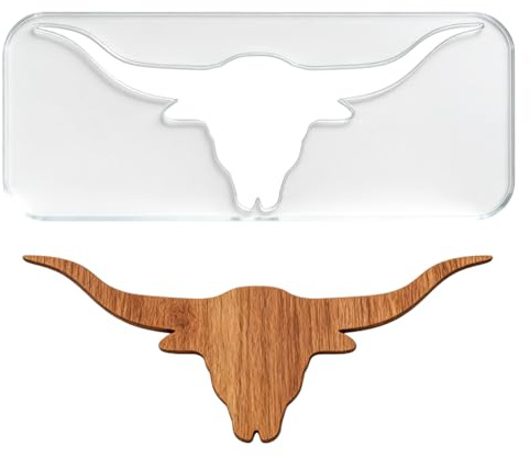 beinkmake Cow Skull Router Template for Woodworking, Clear Acrylic Inlay Template, Decorative Tracing Guide Tool for Creating Animal Inlays in Signs DIY Craft Woodworking Project
