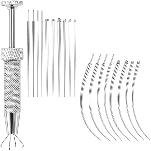 Zouwel 19PCS Piercing Ball Grabber and Opener Set, Stainless Steel | 14/16/18/20G, Taper Insertion Kit, Nose Lip Ear Use, Flat Back Applicator, Removal Tool Included