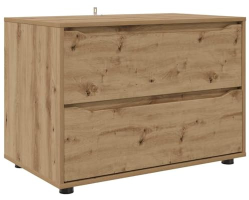 Mhdvray Commode 80 x 48 x 57 cm, 2 tiroirs, en bois, pieds réglables en hauteur, armoire de jardin/organiseur de bureau