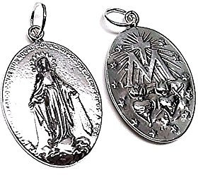 Inmaculada Romero IR Silber Medaille Anhänger 30mm 925m Gesetz. Miraculous solide glatt 23mm breit. unisex