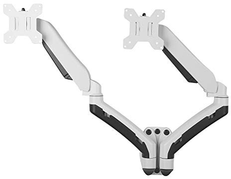 Allcam GSA22WD Gas Powered Monitor Arm Wall Mount w/vesa bracket for 17-27 Screens: Tilt Swivel Orientation Adjustments in White and Black