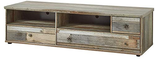 Stella Trading Bonanza Vintage TV-Board in Driftwood Optik - ausdrucksstarkes Retro Low-Board für Ihr Wohnzimmer - 162 x 43 x 52 cm (B/H/T)