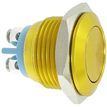 Aexit 16 mm empotrado montado momentáneo SPST amarillo inoxidable redondo (model: S2261OIV-8560TX) interruptor de botón