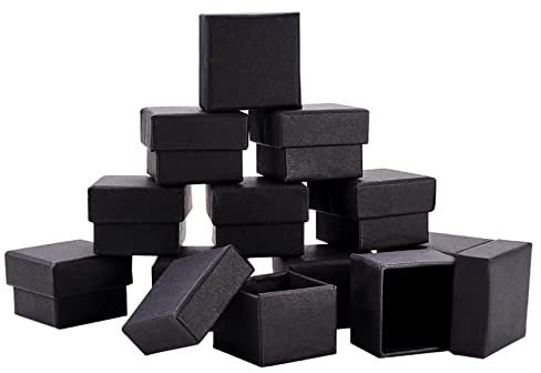 BENECREAT 24 Pack Valentinstag Schwarz Matt Kraft Karton Schmuck Schmuckschatullen, Samt gefüllt Karton Schmuck Verpackung Geschenkboxen für Armbänder Ringe Ohrringe Halskette