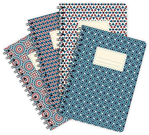 etmamu 701 4er-Pack Notizblöcke Muster Marokko Nr. 2 A6, 60 Blatt kariert