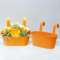 Lot de 2 pots de fleurs à suspendre en métal pour intérieur et extérieur, seau de rangement dans la cuisine ou la salle de bain, crochet amovible (orange)