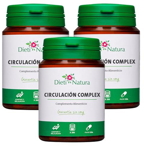 Dieti Natura 200 Cápsulas de Circulación complex (Pack de 3) - Cápsulas a Base de Castaño de Indias y Vid Roja Favorece el Bienestar circulatorio para Piernas Cansadas - Garantía Sin OGM