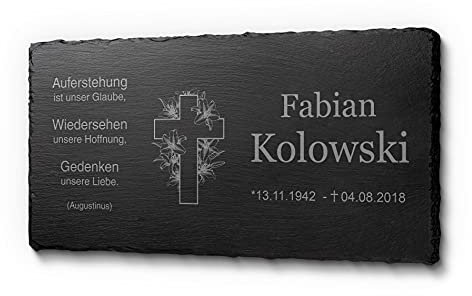 Ideal als Schiefertafel für Innen- & Außenbereich | Gestalte Deinen Gedenkstein für Menschen ganz einfach selbst | Riesen Auswahl an Motiven verfügbar | Menschen Gedenktafel aus Schiefer mit Gravur