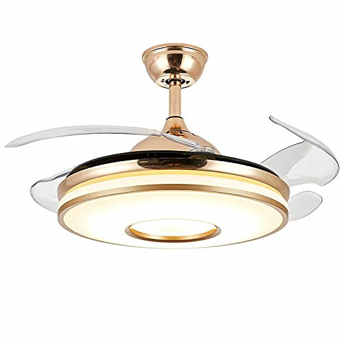 DENEST Lámpara de techo LED silenciosa, ventilador de techo LED con luz regulable, ventilador de techo iluminación con control remoto, 42 pulgadas, luz tricolor ajustable.