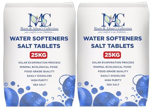 MAC 25 Kg Salt Tablets | Water Softener | Food Grade | Compatible to All Water Softener Machines 100% Genuine British Salt Tablets (2 Bags)