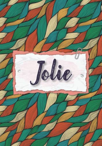 Jolie: Notizbuch A5 | Personalisierter vorname Jolie | Geburtstagsgeschenk für Frau, Mutter, Schwester, Tochter | Bunte Abdeckung | 120 Seiten liniert, Kleinformat A5 (14,8 x 21 cm)
