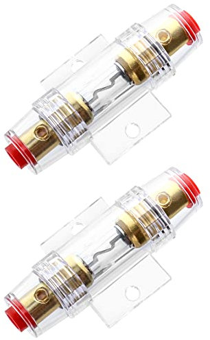 QWORK® 2 Stück AGU Inline Sicherungshalter 60A 12V-48V DC mit 60A AGU Sicherungen für Auto Audio Alarm Verstärker Kompressoren