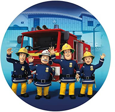 Tortenaufleger Feuerwehrmann Sam 2, rund 20cm Fondantpapier PREMIUM