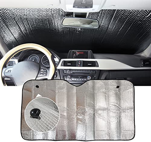 Baceyong 1 pieza XL de gran tamaño reflectante plegable UV láser parasol de coche, parabrisas delantero de coche, 150 x 80 cm