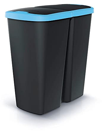 KEDEN Poubelle avec 2 couvercles indépendants 45L Compacta Q duo 48X28X51 cm