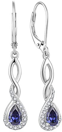 FJ Damen Dezember Geburtsstein Tansanit Ohrringe 925 Sterling Silber Hängend Unendlichkeit Infinity Schmuck Geschenke für Frauen Mutter Freundin Mama