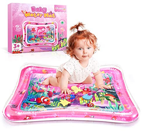 Dusor Wassermatte Baby Spielzeug 3 6 9 Monate, Wasserspielmatte BPA-frei, Spielmatte Baby, Aufblasbare Bauchzeit Matte, Spaßaktivitäten Das Stimulationswachstum Ihres Babys