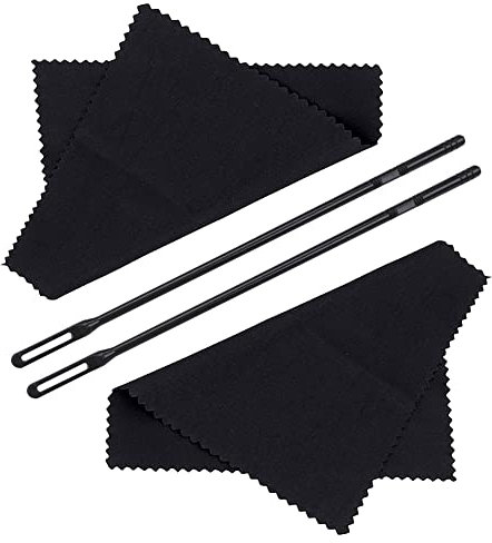 HugeDE 2 Set Plastic Flute Cleaning Rod Flute Cleaner Swabs Flute Care Stick Kit with Flute Polishing Wipping Cloth