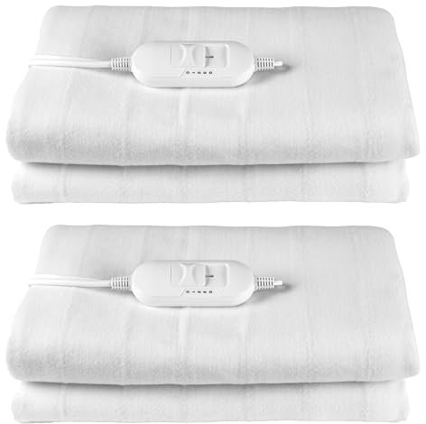 Kleeneze COMBO-8975 Heated Underblanket – Set of 2 Electric Blanket For Single Beds, Machine Washable Under Bed Cover, 3 Heat Settings, Soft Fabric, Detachable Controller, Tie Down, 35W, 135 x 65cm