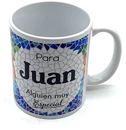 PLUS HOME Taza personalizada con nombre. Regalos personalizados con nombre y texto. Tazas con frases originales.JUAN