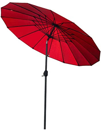 Parasol de jardin Shanghai de 2,5 m, parasol rond pour terrasse, marché extérieur, table de marché, parasol en aluminium, manivelle inclinable, protection UV, rouge