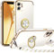 Miss Arts für iPhone 12 Mini Hülle mit Band, Ring Ständer Handykette Handyhülle Frauen Mädchen Dünn Stoßfeste Schutzhülle für iPhone 12 Mini Case Weiß