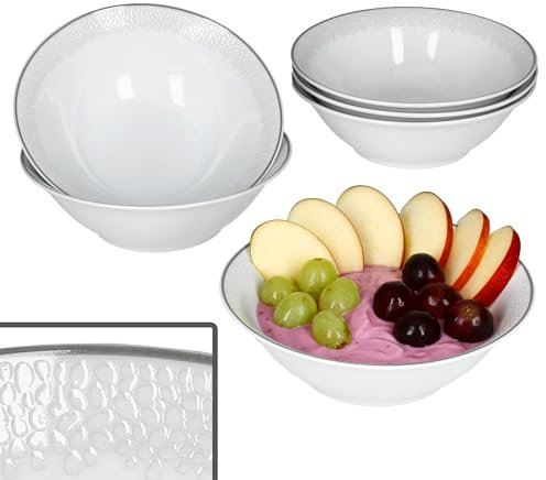 Ritzenhoff & Breker 6er Set Venezia Dessertschalen I 200 ml I 6 Personen I Ø 14,5cm I elegante Porzellan-Bowl mit Relief in Kieselstein-Optik I weiße Mini-Schälchen für Snacks, Dips, Antipasti & Co