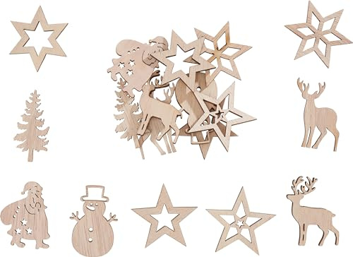 VBS Streuteile Wintermotive Rune 18 STK 3.2-3.9 cm Tischdeko Sperrholz