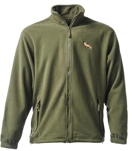 Baddery Fleecejacke Herren - Fuchs - Jägerjacke - Jagdjacke Männer - Geschenk für Jäger - Kleidung Jagd Zubehör (Fleecejacke Army XXL)