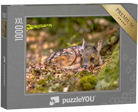 Puzzle 1000 Teile XXL „Bezauberndes Rehkitz bei Einer Pause im Wald“ – aus der Puzzle-Kollektion Rehe