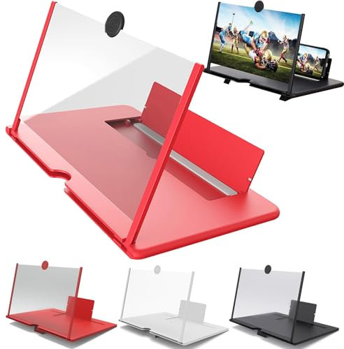 Loupe d'écran de téléphone portable, loupe d'écran de téléphone portable 2024, 3D HD, loupe pliable pour écran de smartphone, loupe d'écran de téléphone pour tous les smartphones (35,6 cm, rouge)