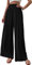 Cicy Bell Damen Hosen Gerade Locker Elastische Weite Beinhose Taille Palazzo Hose Mit Taschen Schwarz XXL