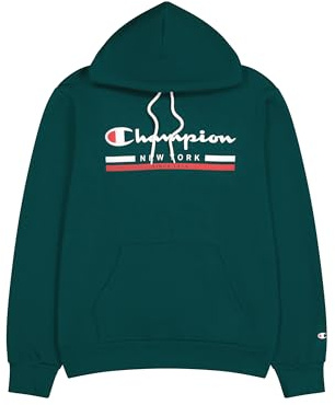 Champion Legacy Graphic Shop Authentic (220245) – Soft Compact Powerblend Fleece Sudadera con Capucha, Verde Botella (HLG), L Hombre FW24, Verde Botella (Hlg), L