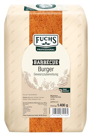Fuchs Professional - Burger Gewürzzubereitung | 1,4 kg im großen Beutel | Gewürzmischung für Burger Patties, Fleischpflanzerl, Buletten | Für Großverbraucher und Gastronomie