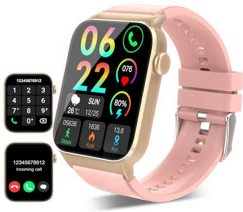 VKROBAG Smartwatch Uomo Donna, 1,85 HD Schermo Tattile, Smart Watch con 100+ Modalità Sportive, Impermeabil IP68, per Android iOS, Colore loto