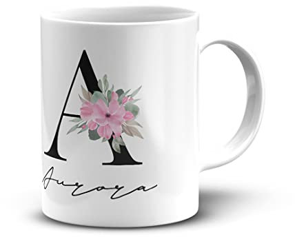 Createe Tazza completamente personalizzata con Iniziale e nome completo per Donna e Ragazza. Regalo speciale per donne! - SPEDIZIONE IN GIORNATA AL PREZZO DELLA SPEDIZIONE STANDARD!
