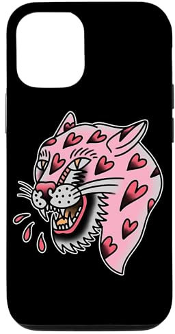 Hülle für iPhone 15 Pro Panther Pink x Heart Love Traditioneller Blitz