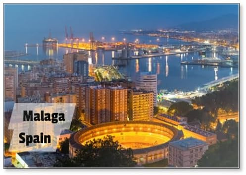 Kühlschrankmagnet Panorama der Nacht Malaga