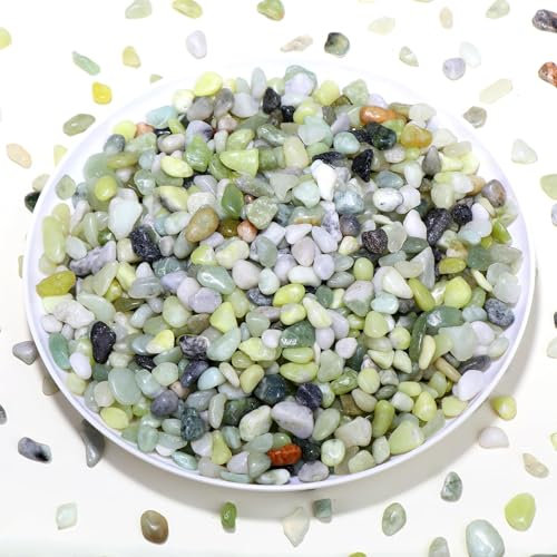 Calofulston 30 lb Small Pebbles for Indoor Plants, 3/8 Inch Decorative Rocks for Lucky Bamboo Plants Pot, Succulent, Vase, Cactus, Landscaping, Polished Jade Rocks for Plants Indoor, Green