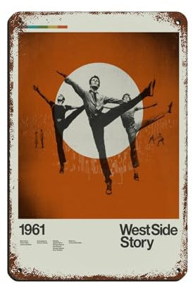 KJUFE Filmposter West Side Story, Vintage-Stil, Metall, Pub, Club, Café, Bar, Zuhause, Wandkunst, Dekoration, Poster, Retro, 20 x 30 cm