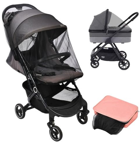 Vicloon Moskitonetz Kinderwagen, Mückennetz für Kinderwagen & Buggy Reisebett, Baby Universal Insektenschutz Moskitonetz, Reißfest und Waschbar, Idealer Schutz vor Wespen & Stechmücken, Schwarz