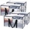 JOJOSEE 4 Pack Clear Clothes Storage Bags, 91L Heavy Duty Moving Bag, Transparent Large Wardrobe Organiser Packing Bags with Zips Lids for Duvet Toys (Clear, 4 Pack)