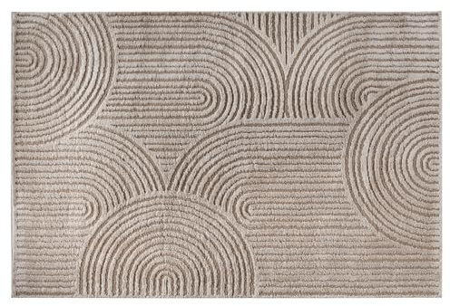 Riess Ambiente Moderner Hochflor Teppich - Elle Decoration - 235x160cm - beige - Hoch-Tief-Effekt