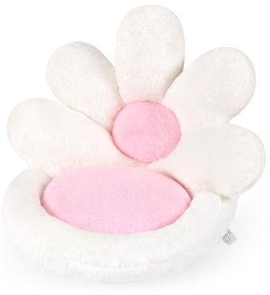 Prismoria Blumenkissen, 50cm Blumenförmiges Rückenkissen Sitzkissen, Blumenbodenkissen, Stuhlkissen Sitzkissen, Plüsch Komfort für Zuhause Sofa Deko (Weiß)