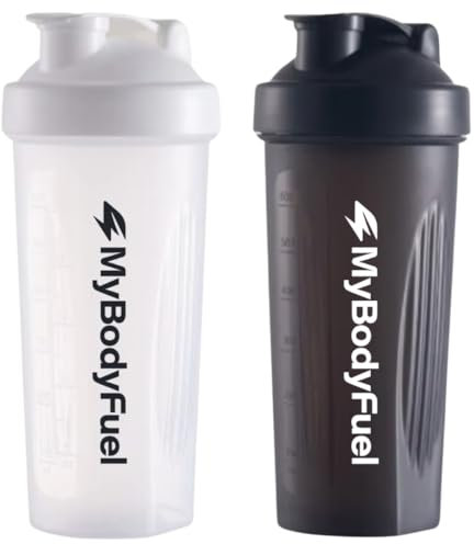 MyBodyFuel Shake-Becher (2er Set) – Protein Shaker mit Mixfilter, 700 ml, BPA-frei – Ideal für Proteinshakes, Smoothies & Fitnessgetränke