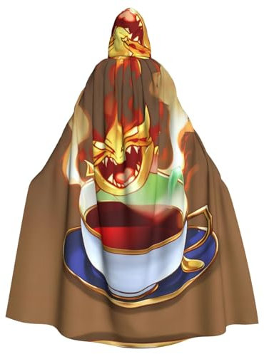 YYHHAOFA Fantasy Teacup Prints Halloween Adult Hooded Cloak for Party Decoration Cosplay Costumes Stage Masquerade