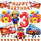 Funnity Feuerwehr Deko Kindergeburtstag 3 Jahre, Feuerwehrmann Sam Geburtstagsdeko, Feuerwehr Luftballons Geburtstag 3 Jahre, Feuerwehrauto Themed Dekoration, Happy Birthday Deko für Feuerwehr Party