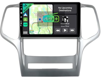 YUNTX [DAB-4G+64G] Android 14 Autoradio für Jeep Grand Cherokee WK2 2008-2013-[Integriertes DAB+/CarPlay/Android Auto/DSP/GPS]-9” IPS 2.5D Touch-Screen-MIC+Kamera-USB/MirrorLink/Bluetooth