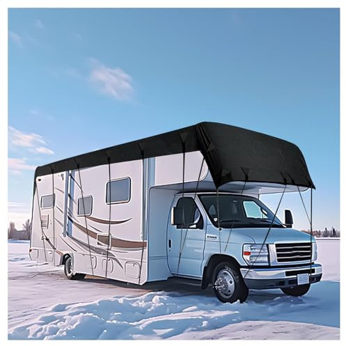 YoruiDeedse Wohnwagen Abdeckplane 210D Oxford-Gewebe Wohnmobilabdeckungen Zusammenklappbar, Leicht Zu Reinigen Sonnensegel Auto Camping Geeignet Für Wohnwagen, Wohnmobile, Busse,Black-32.8 * 9.8ft