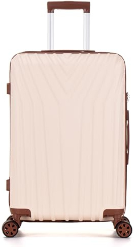 DK Luggage 24 Medium Hard Shell Suitcase Luggage 4 Wheel Spinner ABS101 (Off-White, 24 Medium)